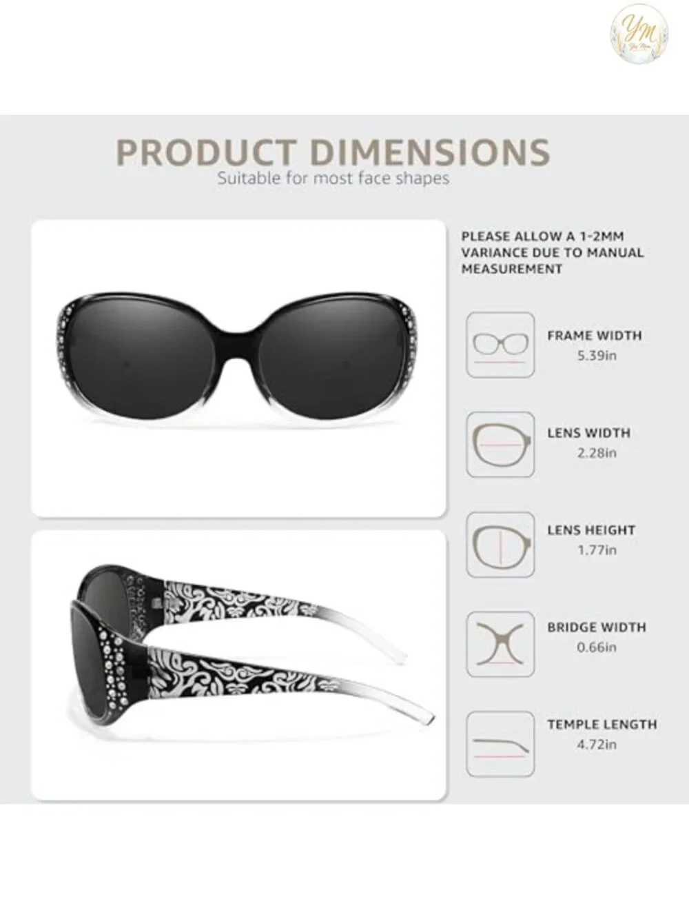 Polarized Sunglasses for Women Rhinestone Wrap Around Shades